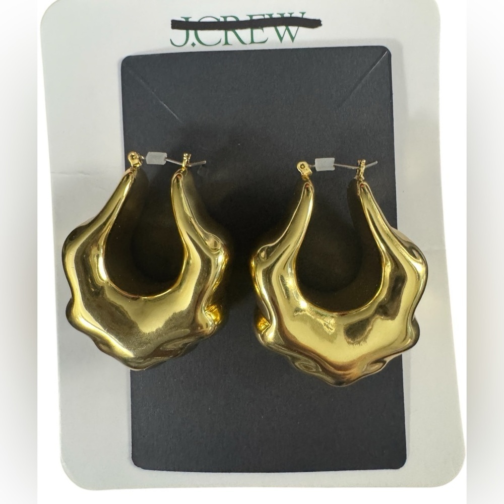 J. Crew Sculptural Gold Earrings Hoop Chunky Earrings